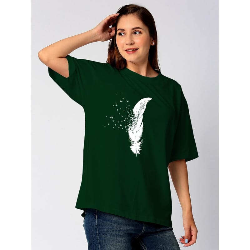 Streetmode Feather Green T-Shirt for Women