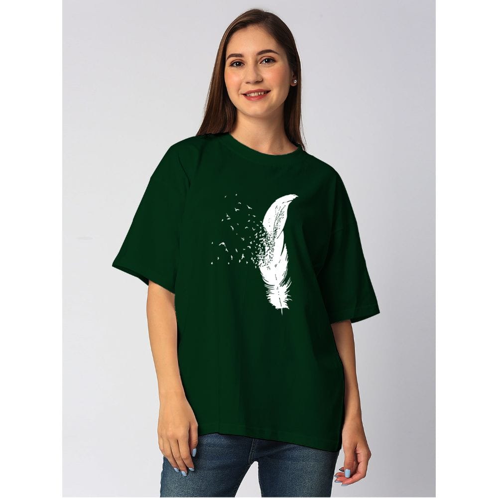 Streetmode Feather Green T-Shirt for Women