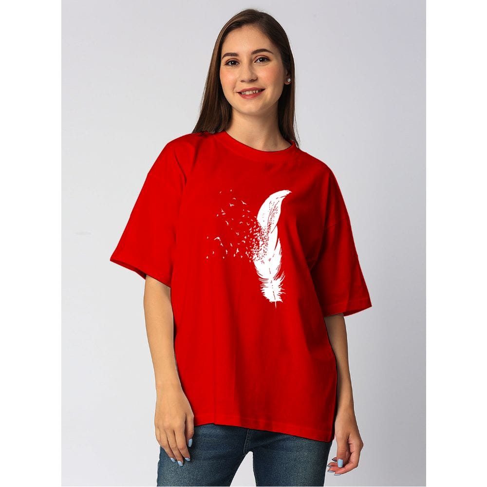 Streetmode Feather Red T-Shirt for Women