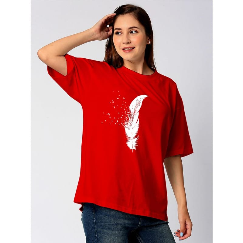 Streetmode Feather Red T-Shirt for Women