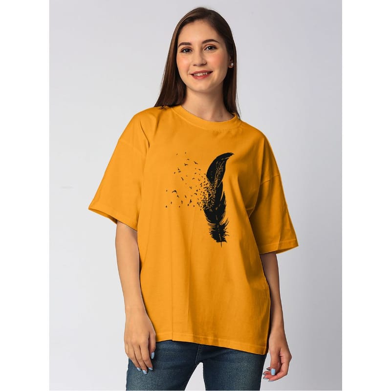 Streetmode Feather Yellow T-Shirt for Women