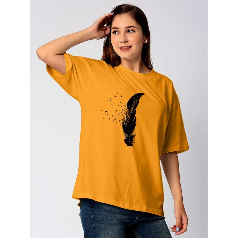 Streetmode Feather Yellow T-Shirt for Women