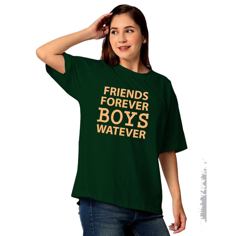 Streetmode Friends Foverver Boys Watever Green T-Shirt for Women