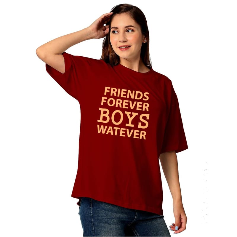 Streetmode Friends Foverver Boys Watever Maroon T-Shirt for Women