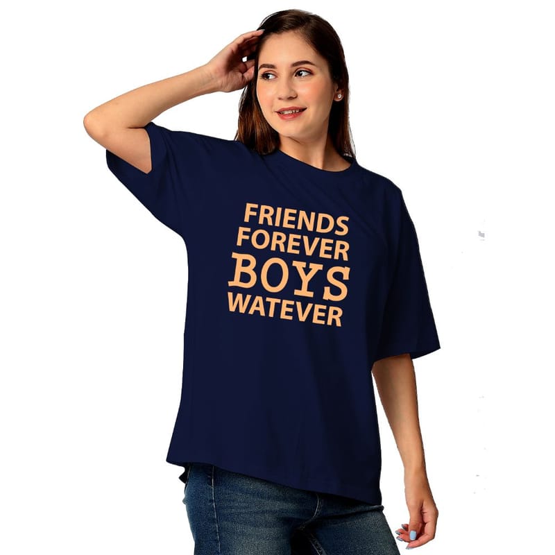 Streetmode Friends Foverver Boys Watever Navy Blue T-Shirt for Women