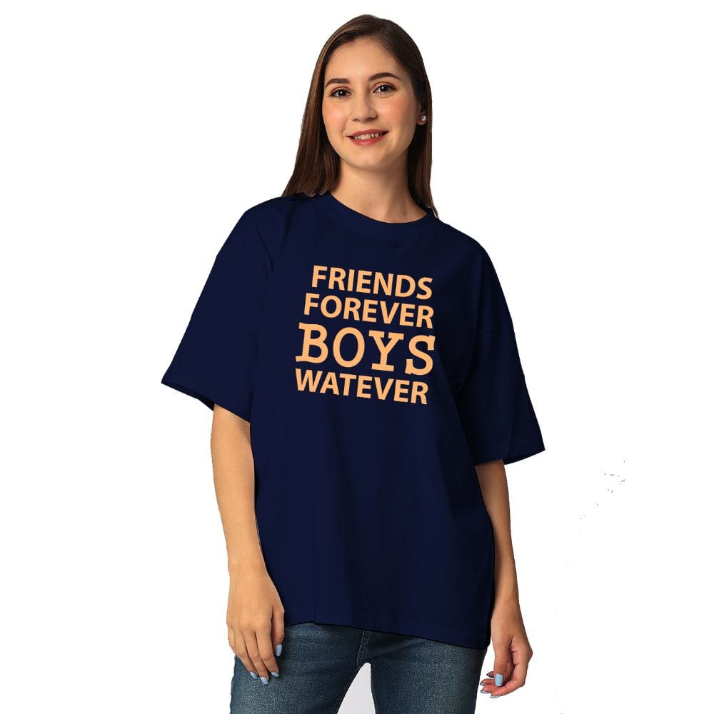 Streetmode Friends Foverver Boys Watever Navy Blue T-Shirt for Women