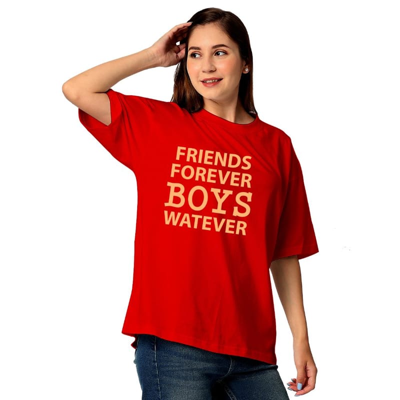 Streetmode Friends Foverver Boys Watever Red T-Shirt for Women