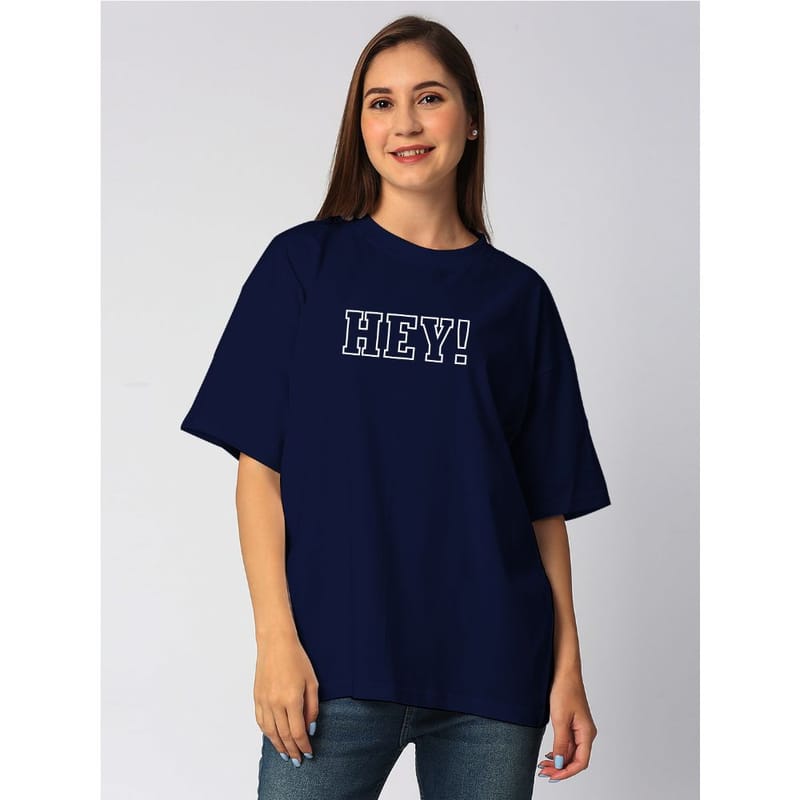 Streetmode Hey! Navy Blue T-Shirt for Women