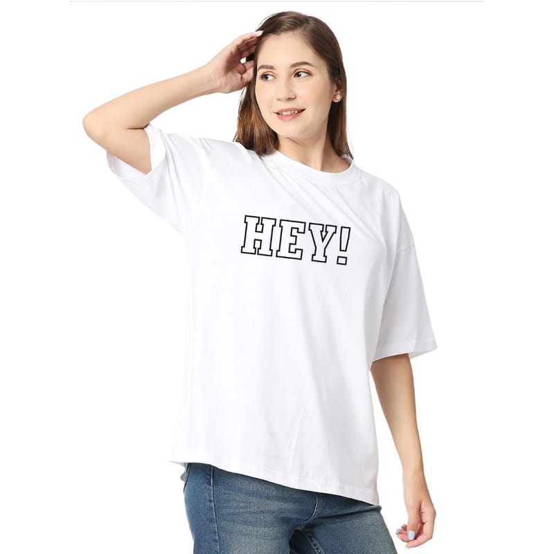 Streetmode Hey! White T-Shirt for Women