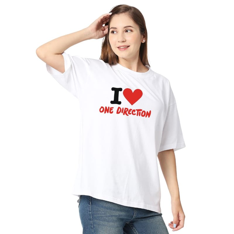 Streetmode I Love One Direction White T-Shirt for Women