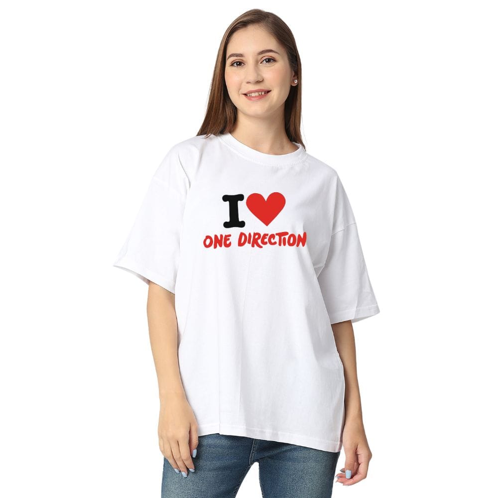 Streetmode I Love One Direction White T-Shirt for Women