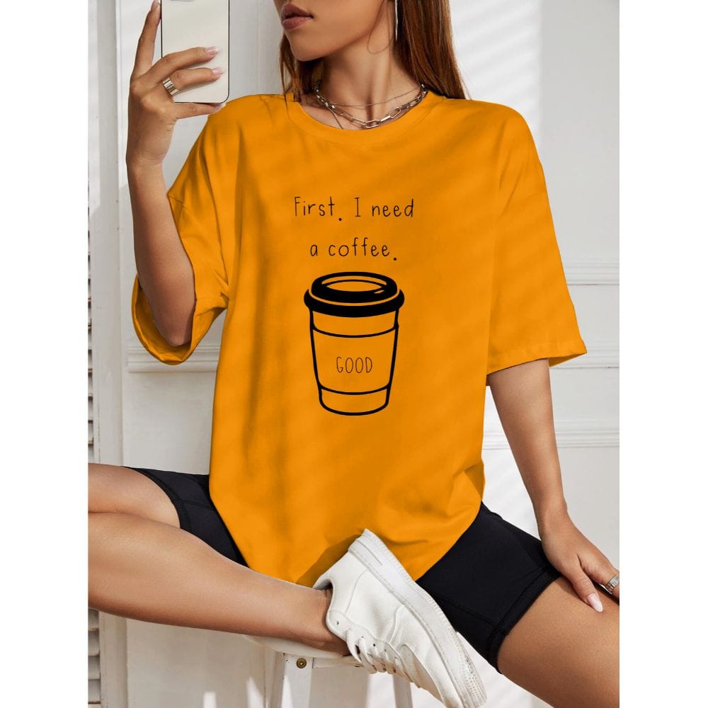 Streetmode I Need Is Offee Yellow T-Shirt for Women