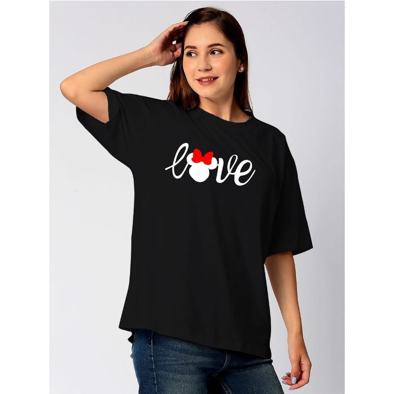 Streetmode Love Mickey Black T-Shirt for Women