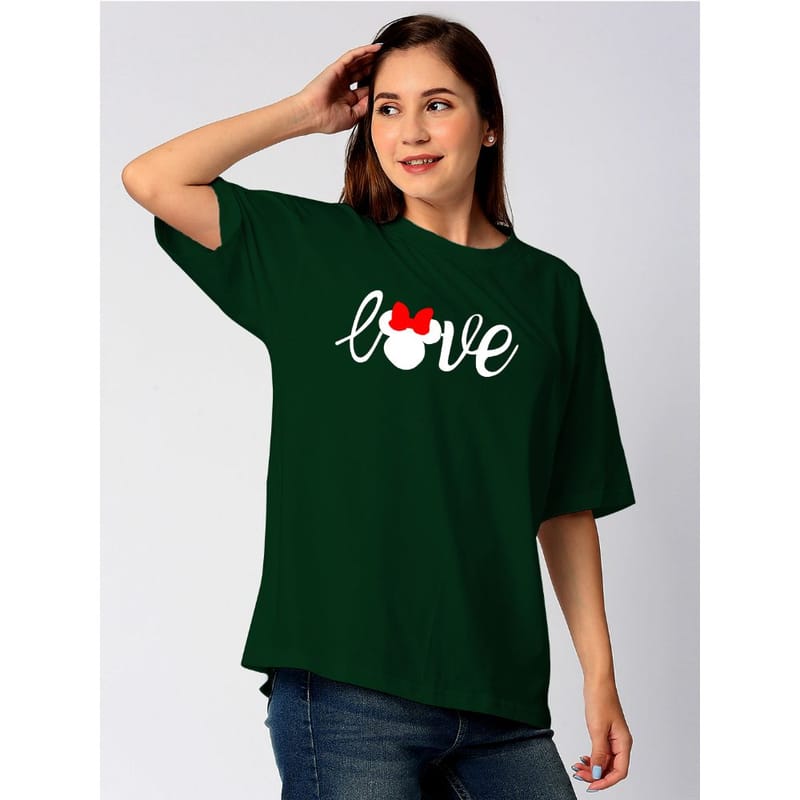 Streetmode Love Mickey Green T-Shirt for Women