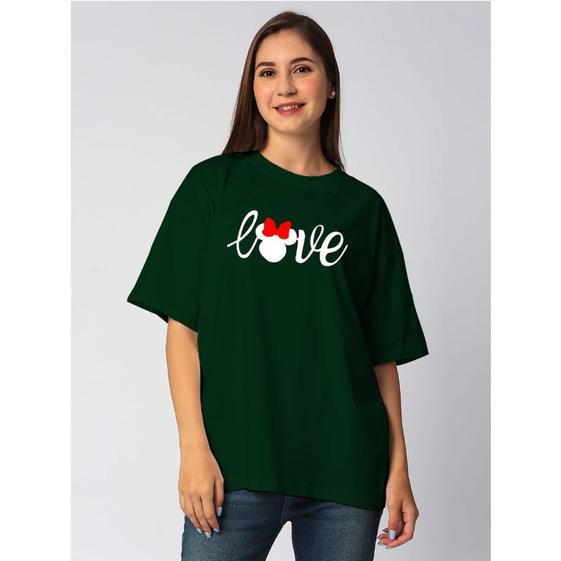 Streetmode Love Mickey Green T-Shirt for Women