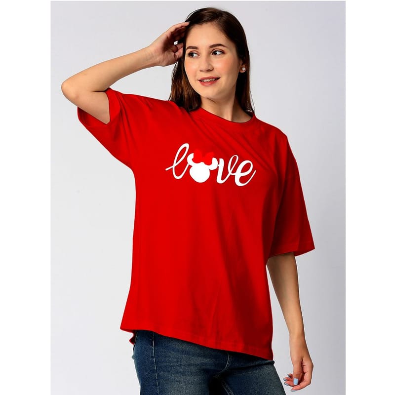 Streetmode Love Mickey Red T-Shirt for Women