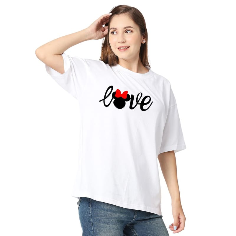 Streetmode Love Mickey White T-Shirt for Women