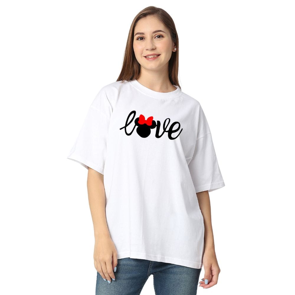 Streetmode Love Mickey White T-Shirt for Women