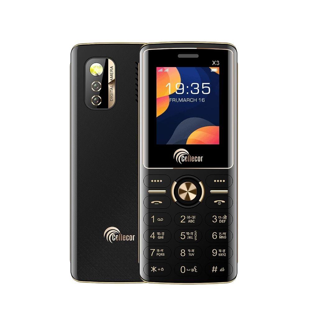 CELLECOR X3 Dual Sim Feature Phone 1000 mAH Battery with Torch Light, Wireless FM and Rear Camera (1.8" Display) (Black)