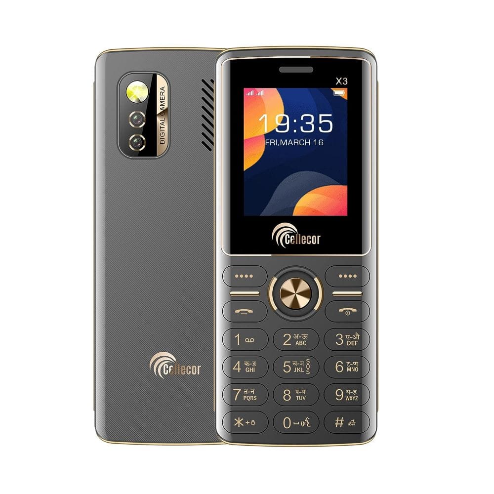 CELLECOR X3 Dual Sim Feature Phone 1000 mAH Battery with Torch Light, Wireless FM and Rear Camera (1.8" Display, Grey)