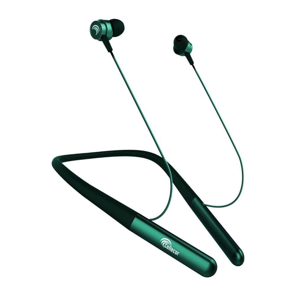 CELLECOR BS-1 Wireless Waterproof Bluetooth Earphone Neckband with Big 30 Hours Playtime (Green)