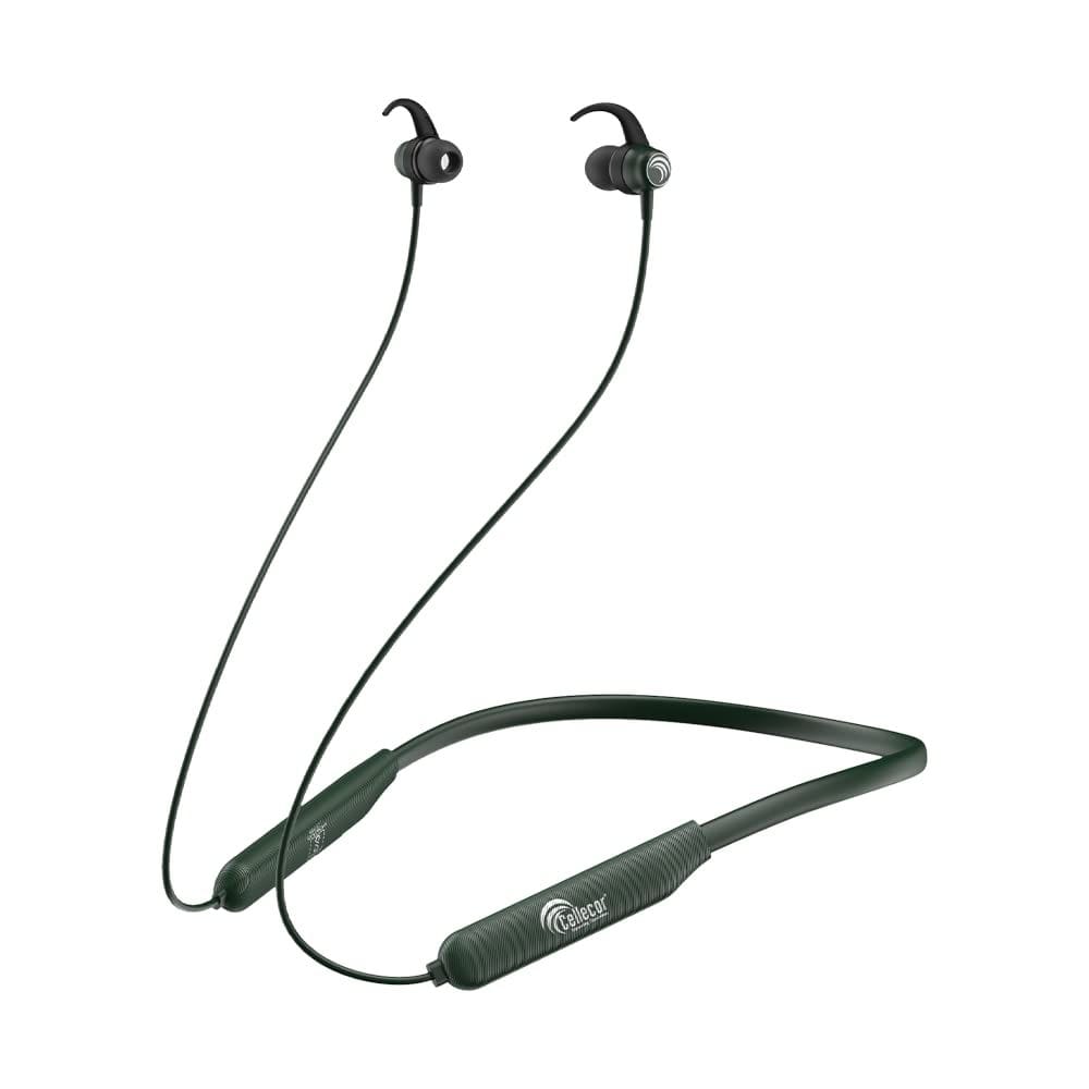 CELLECOR BS-2 Wireless Waterproof Bluetooth Earphone Neckband with Big 25 Hours Playtime (Green)