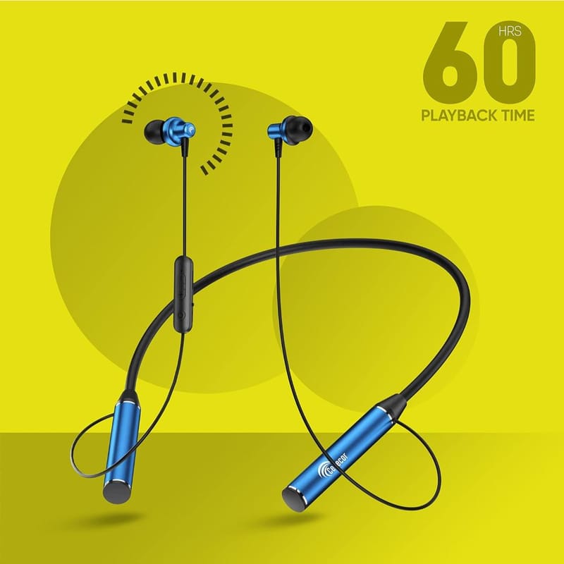 CELLECOR BS-4 Wireless Waterproof Bluetooth Earphone Neckband with Big 60 Hours Playtime (Blue)