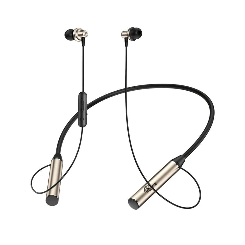 CELLECOR BS-4 Wireless Waterproof Bluetooth Earphone Neckband with Big 60 Hours Playtime (Gold)