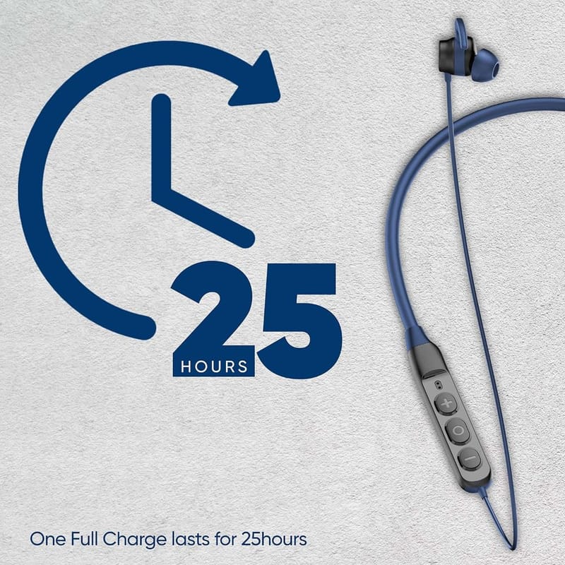 CELLECOR BT-3 Wireless Bluetooth Earphone Neckband with 25 Hours Playback time, Bluetooth V5.2, Voice assitance and Noise cancelation with inbuilt mic (BT-3 Blue)