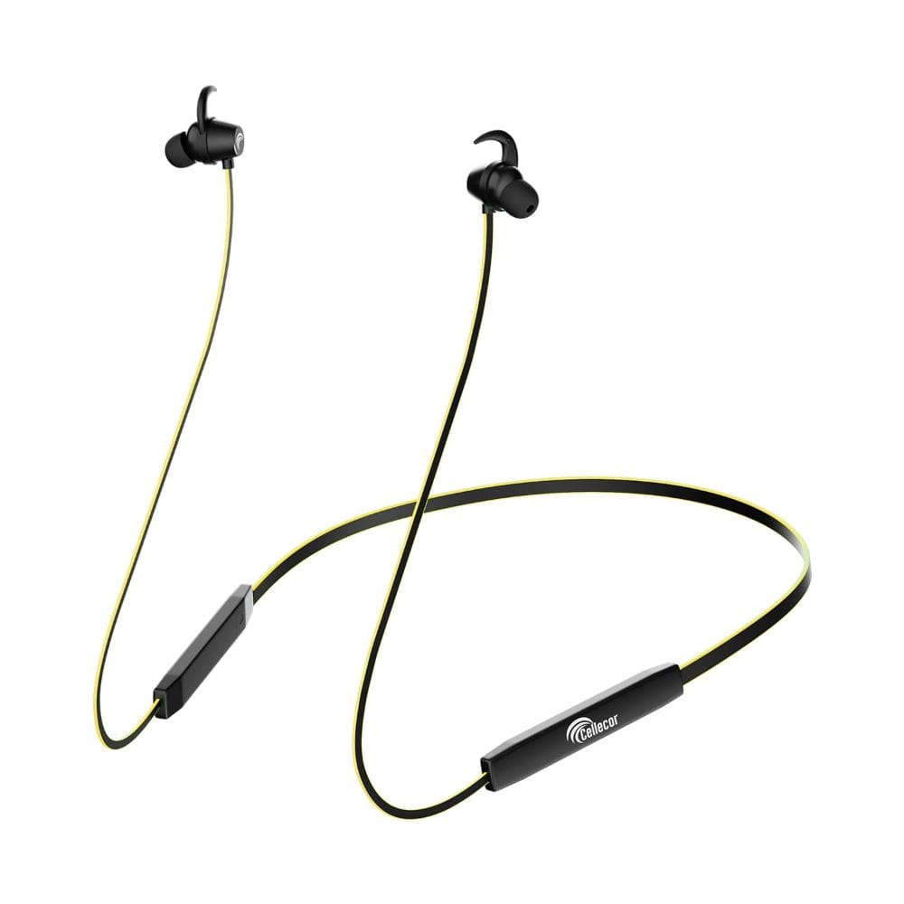 CELLECOR NK-4 Plus Wireless Earphone Neckband with 25 Hours Playtime | Bluetooth-5.0v | 10mm Drivers | (Yellow)