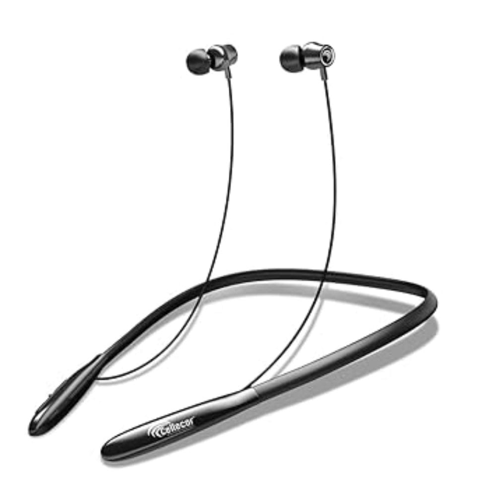 CELLECOR Nk-4 Wireless Bluetooth Earphone Neckband with 25 Hours Playback time, Bluetooth V5.0, Voice assitance and Noise cancelation with inbuilt mic (Black)