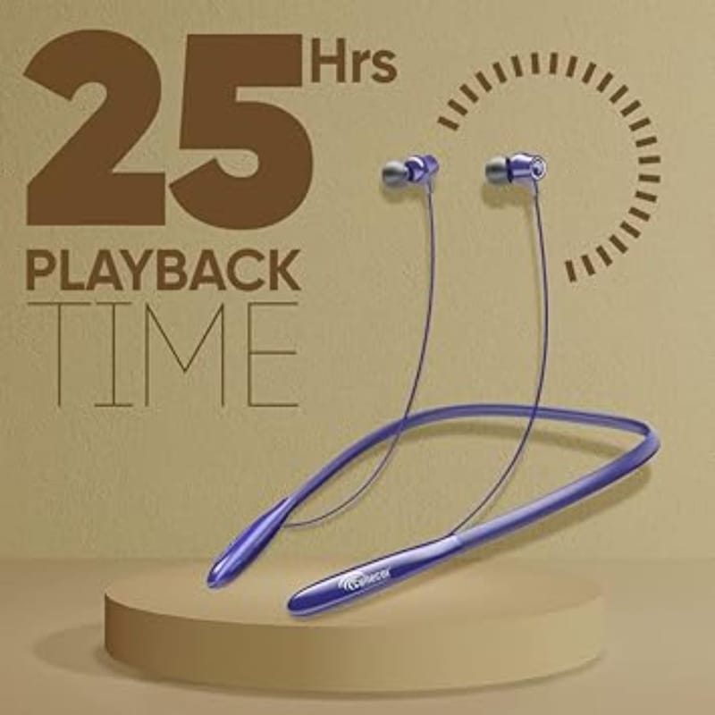 CELLECOR Nk-4 Wireless Bluetooth Earphone Neckband with 25 Hours Playback time, Bluetooth V5.0, Voice assitance and Noise cancelation with inbuilt mic (Blue)