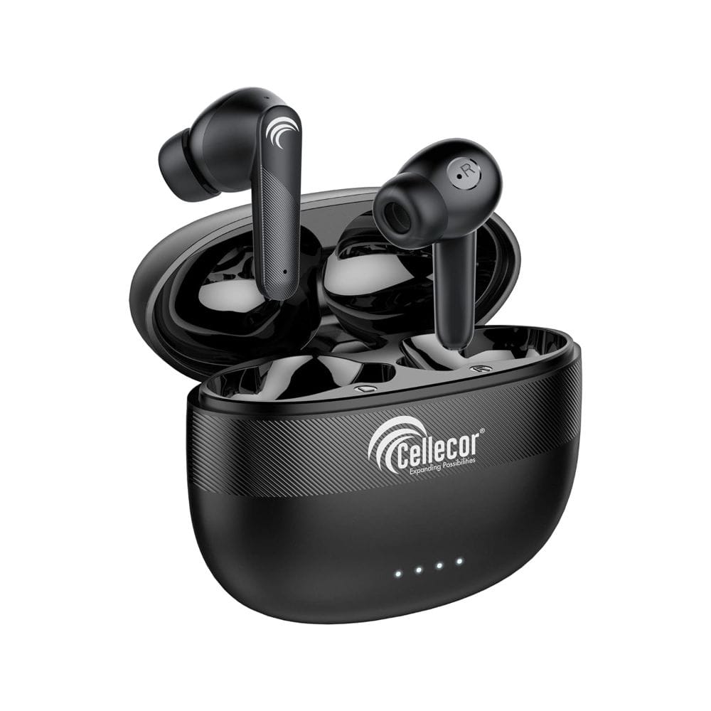 CELLECOR Bro Pods CB03 Waterproof Earbuds with 30 Hours Playtime, Automatic Pairing, HD Sound, Finger Touch and 5V Bluetooth (Black)