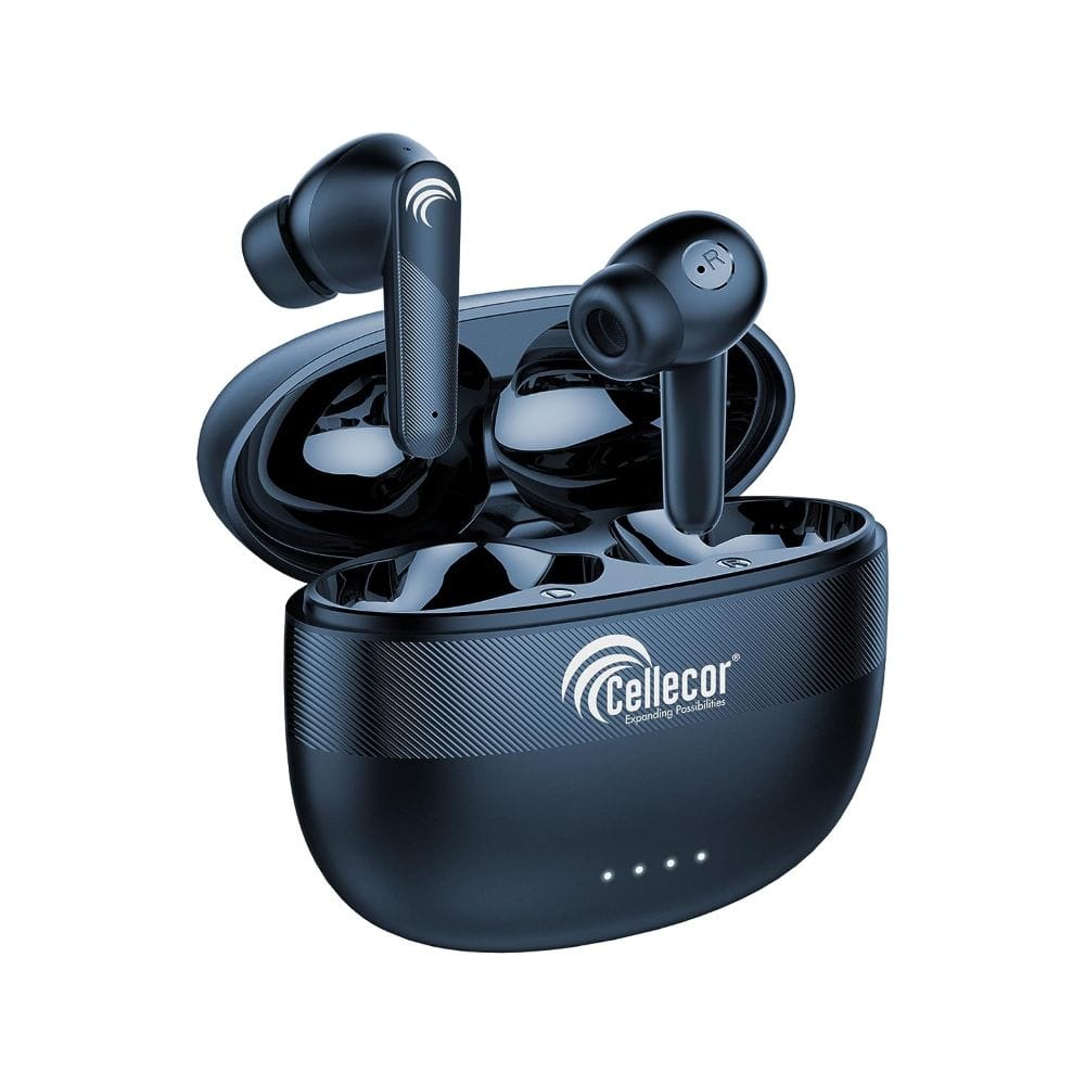 CELLECOR Bro Pods CB03 Waterproof Earbuds with 30 Hours Playtime, Automatic Pairing, HD Sound, Finger Touch and 5V Bluetooth (Blue)