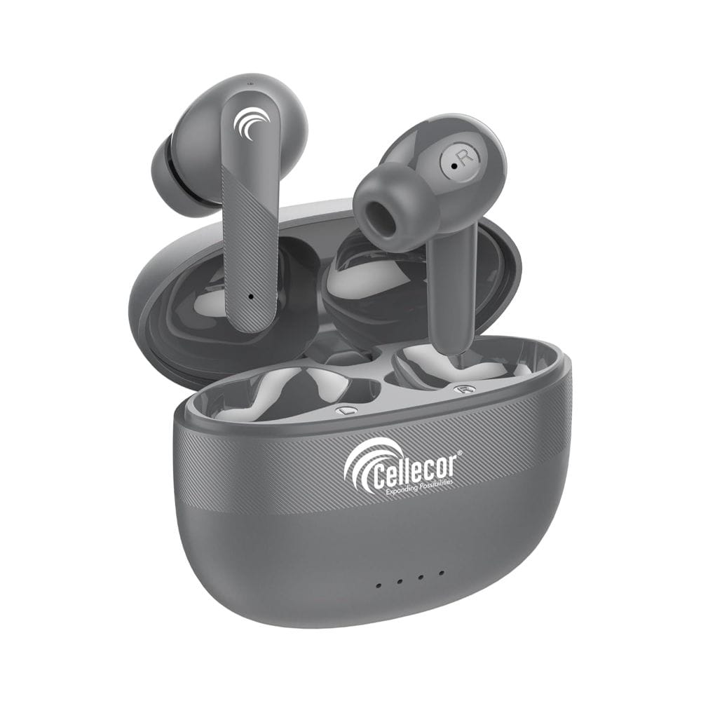 CELLECOR Bro Pods CB03 Waterproof Earbuds with 30 Hours Playtime, Automatic Pairing, HD Sound, Finger Touch and 5V Bluetooth (Grey)