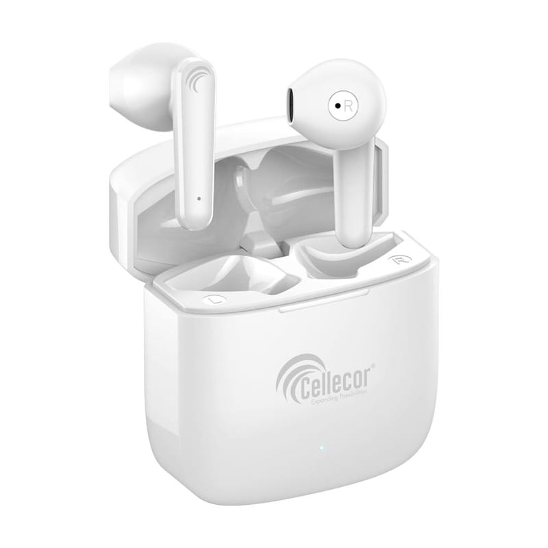 CELLECOR BroPods CB06 Waterproof Earbuds with 30 Hours Playtime, Auto Pairing, 13mm Drivers, 5.1v Bluetooth Headset (White, in The Ear)