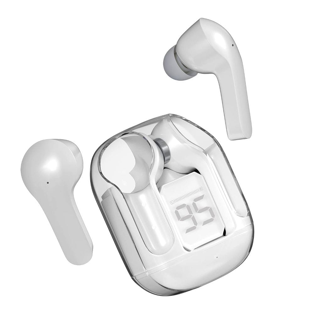 CELLECOR BroPods CB07 Waterproof Earbuds with Transparent Case|25 Hours Playtime|Touch Control | ENC|Auto Pairing|10mm Drivers|5.1v Bluetooth (White)