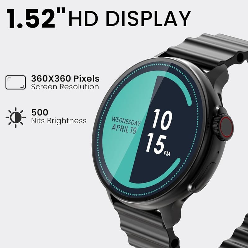 CELLECOR A5 PRO DISC 1.52" HD Display- BT Calling Smartwatch, 500 NITS, AI Voice Assistant, with 120+ Sports Modes, SpO2, HR, IPX68, Camera Control