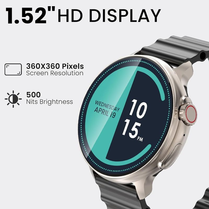 CELLECOR A5 PRO DISC 1.52" HD Display- BT Calling Smartwatch, 500 NITS, AI Voice Assistant, with 120+ Sports Modes, SpO2, HR, IPX68, Camera Control