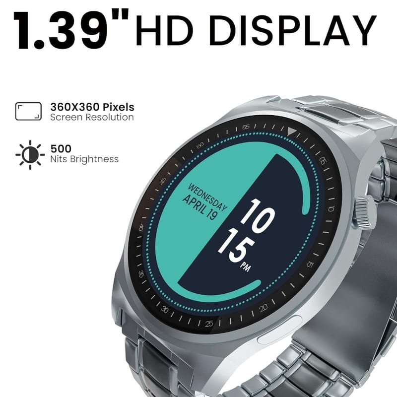 CELLECOR A7 PRO Parker 1.39" HD Display- BT Calling Smartwatch, Voice Assistant, 500 NITS, Always-On, 120+ Sports Modes, IPX68, SpO2, HR Monitoring, with Extra Strap