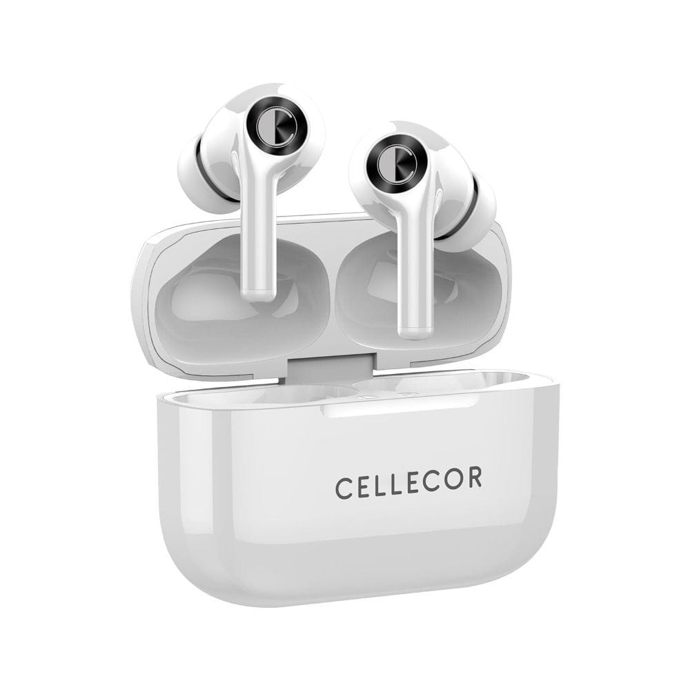 CELLECOR Bropods CB22 Waterproof Earbuds with 45 Hours Playtime| 5.1v Bluetooth | Auto Pairing | 13mm Driver | Voice Assistant | ENC (White)