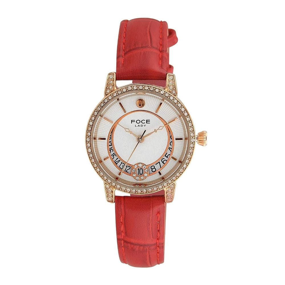 Foce Analog White Dial Women's Watch - FA20RGL-CREAM