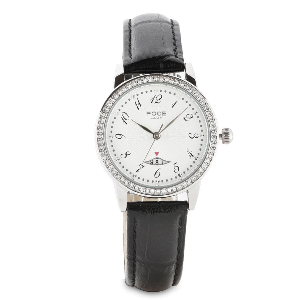 Foce Analogue White Dial Women's Premium Crystal Studded Watch - FA22SSL-WHITE