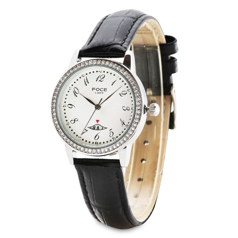 Foce Analogue White Dial Women's Premium Crystal Studded Watch - FA22SSL-WHITE