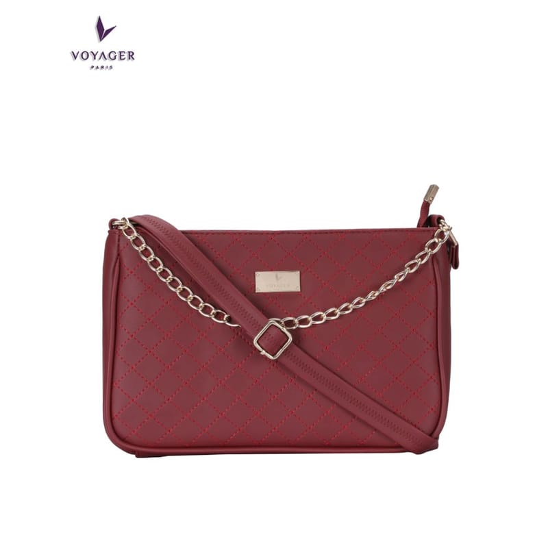 Voyager Paris Juliette Stylish Crossbody Sling Bag with Metal Chain & Adjustable Strap for Girls/Women (Maroon)