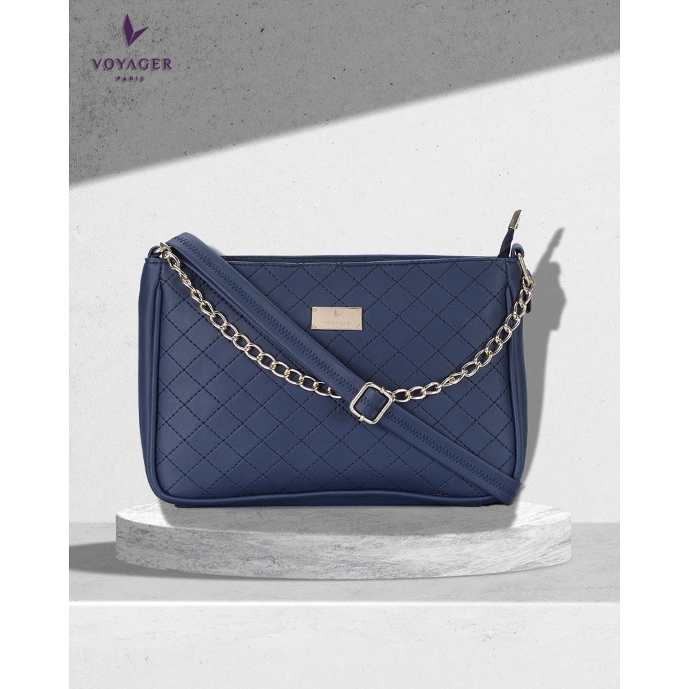 Voyager Paris Juliette Stylish Crossbody Sling Bag with Metal Chain & Adjustable Strap for Girls/Women (Blue)