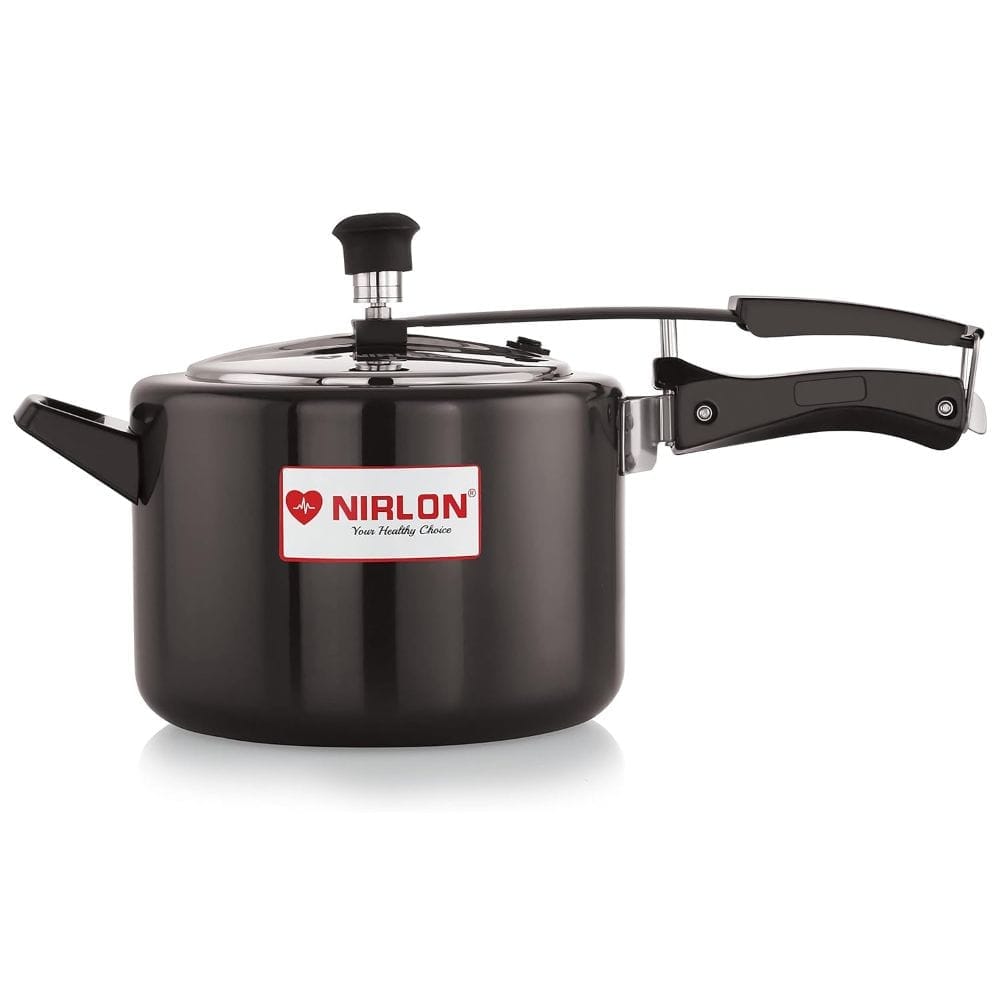 Nirlon Induction and Gas Compatible Hard Anodised Inner Lid Aluminium Pressure Cooker, 5 Litre, Black