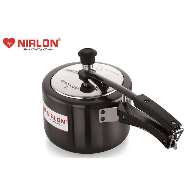 Nirlon Induction and Gas Compatible Hard Anodised Inner Lid Aluminium Pressure Cooker, 2 Litre, Black