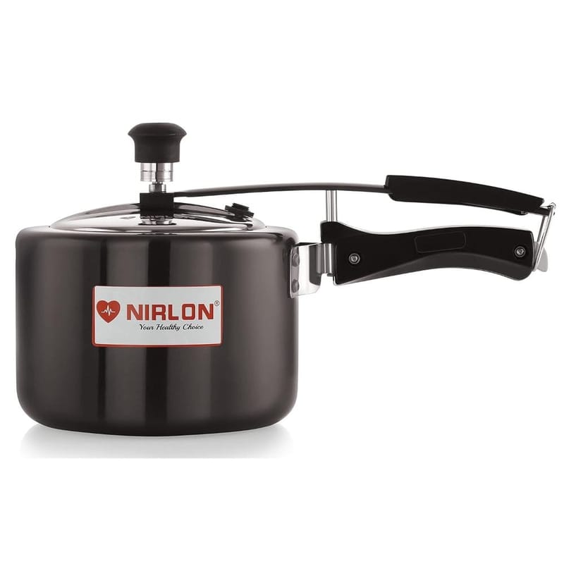 Nirlon Induction and Gas Compatible Hard Anodised Inner Lid Aluminium Pressure Cooker, 2 Litre, Black