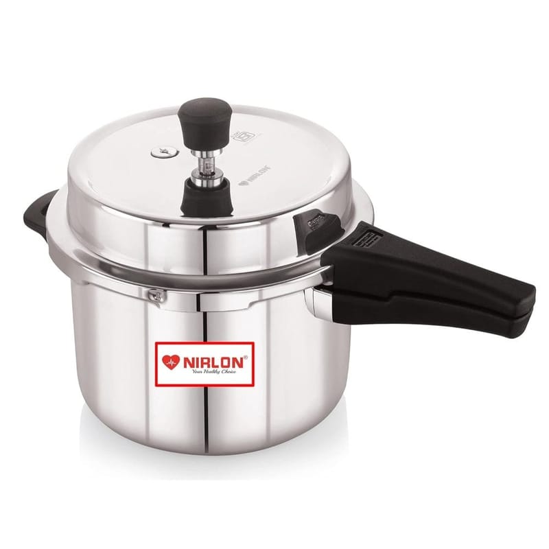 Nirlon Induction and Gas Stove Compatible Outer Lid Triply Stainless Steel Pressure Cooker, 5 Liters